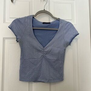 Brandy Melville Light Blue Patterned Crop Top
